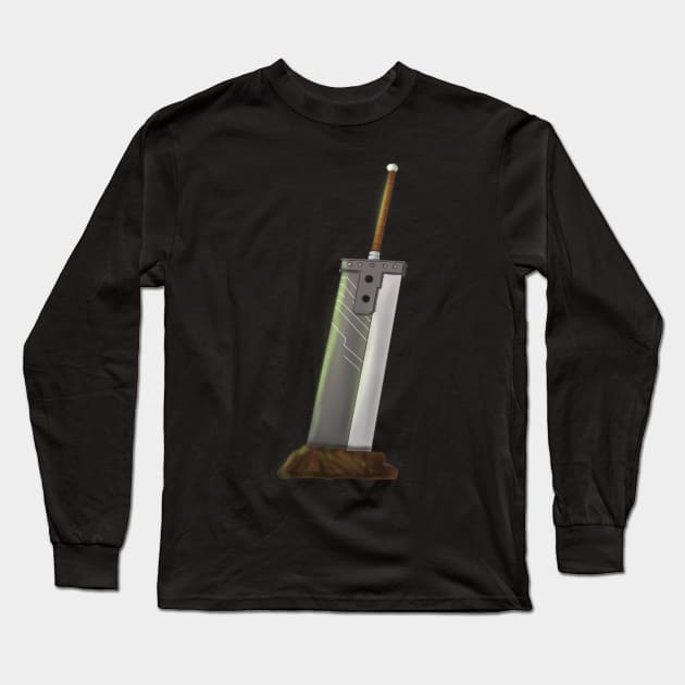 Buried Buster Sword Cloud Strife Cool Retro Long Sleeve T-Shirt by Kidrock96